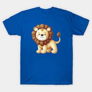 A cute lion in the style of a stitched toy T-Shirt